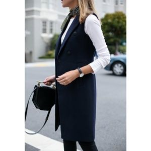 rag & bone Sleeveless Double-Breasted Long Vest in Navy